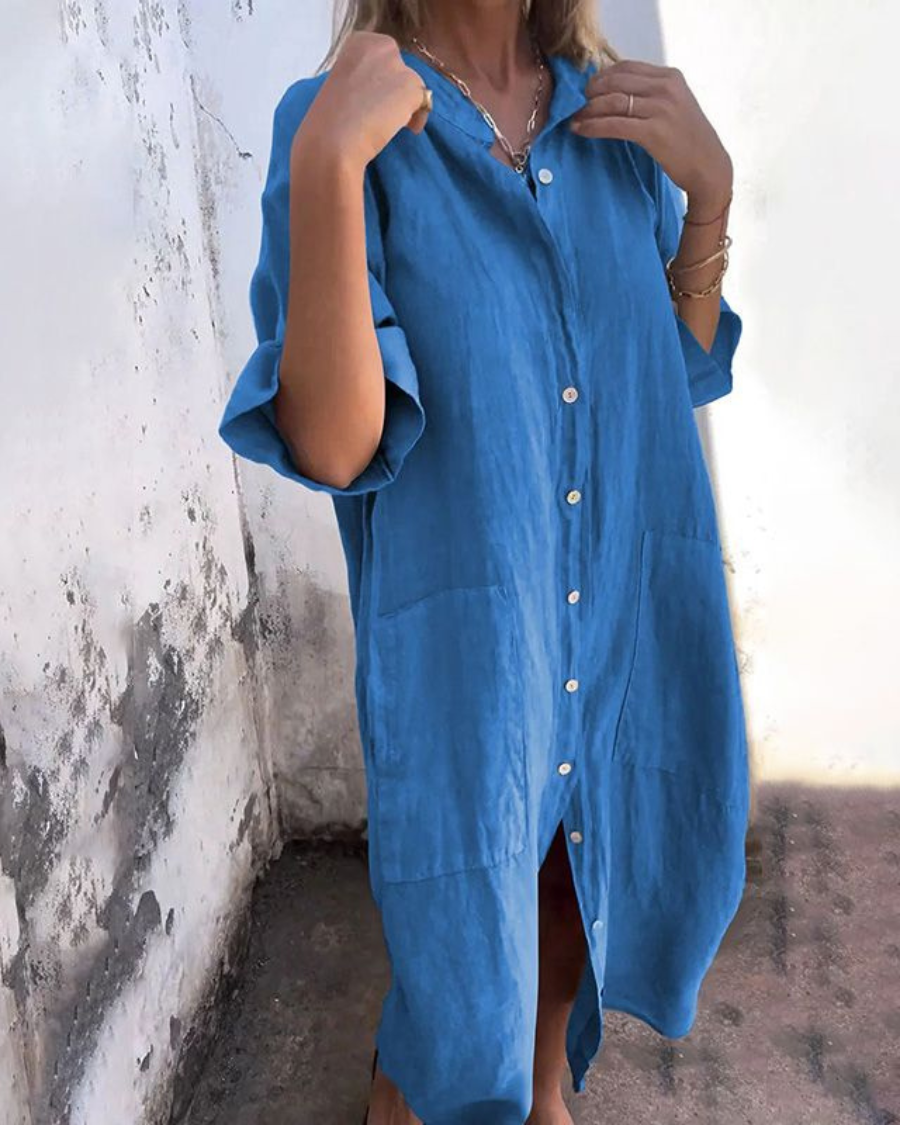 Nordiq™ | Ibiza-stil skjortklänning med avslappnad elegans