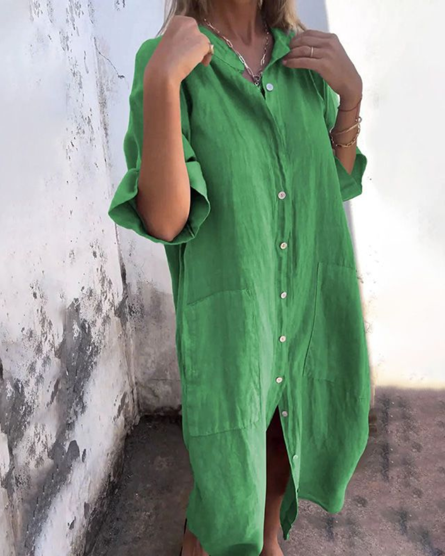 Nordiq™ | Ibiza-stil skjortklänning med avslappnad elegans