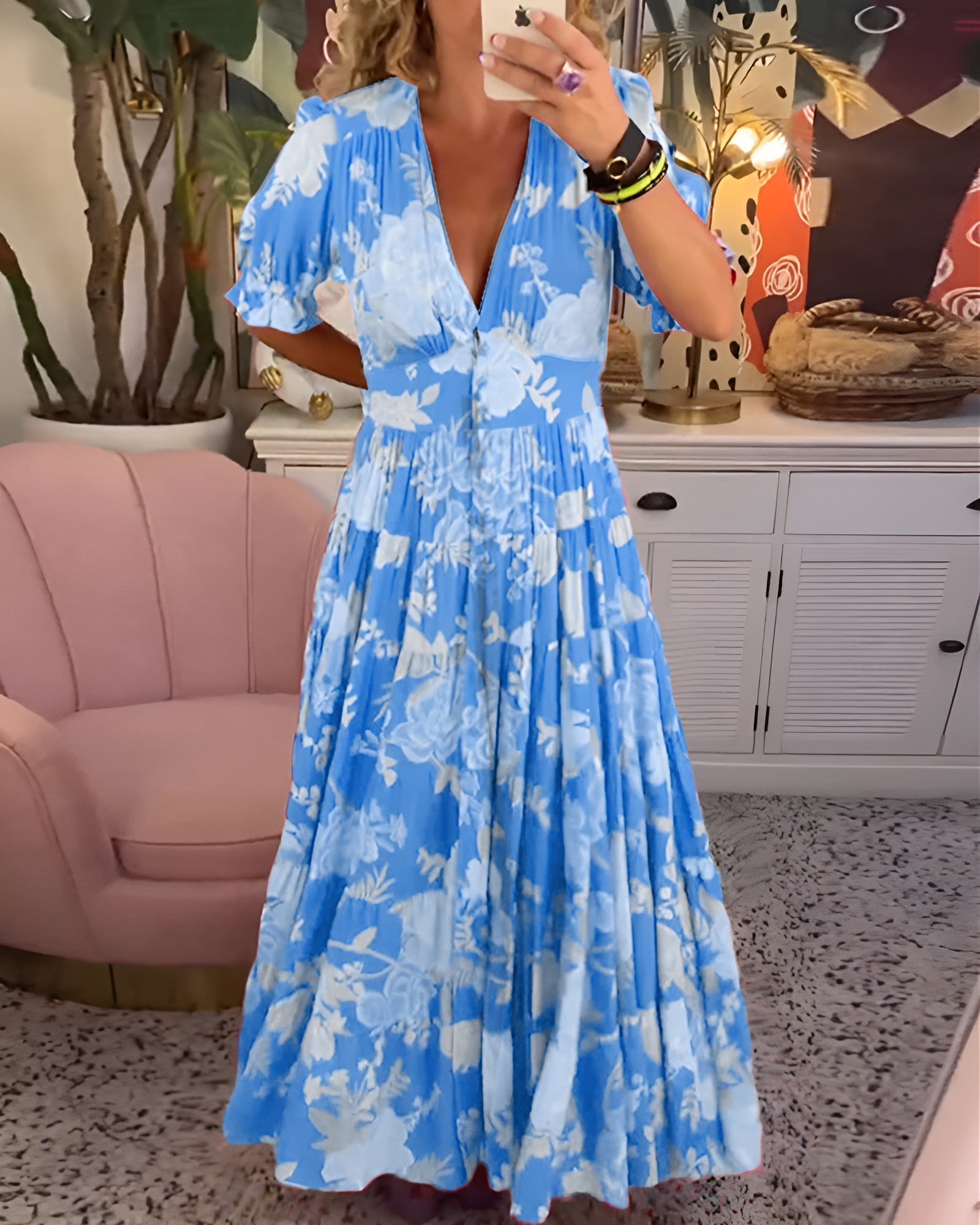 Nordiq™ | Carine Blommig Klänning – Fluid & Smickrande