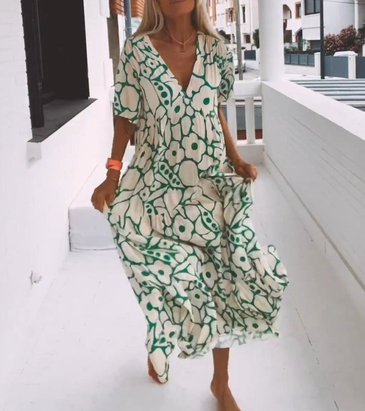 Nordiq™ | Ibiza-tyst klänning med bohemiska blommor