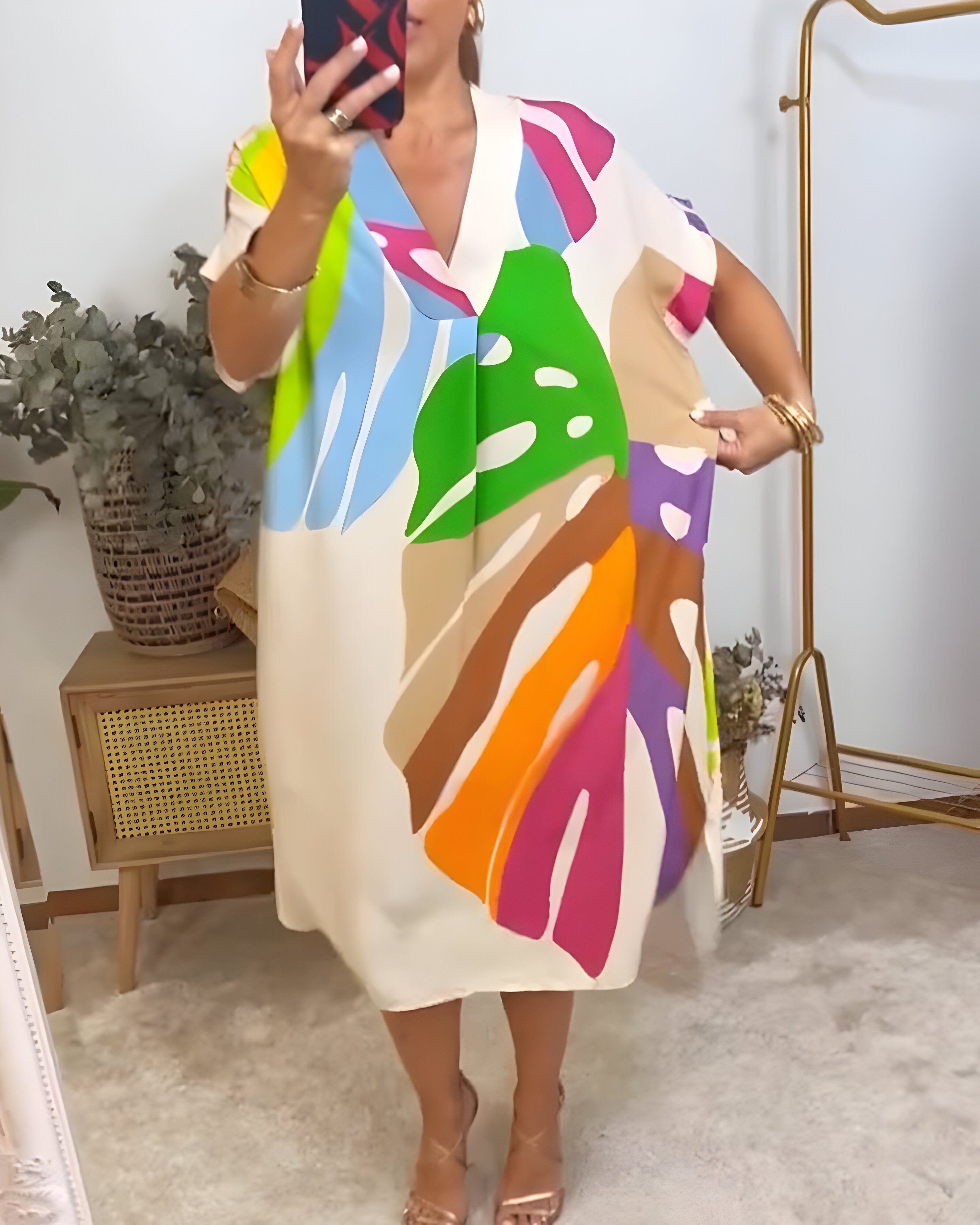 Nordiq™ | Ibiza-inspirerad sommarklänning med bladmotiv