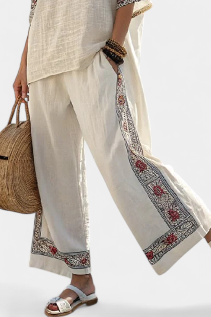 Completo Mediterraneo Daisy i bambulinne med eleganta röda och gröna ränder