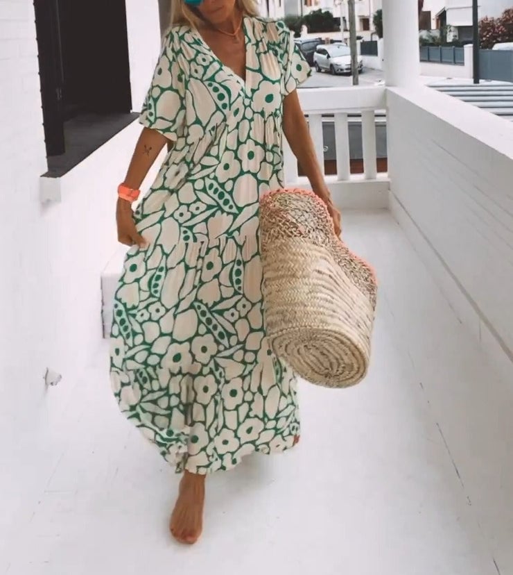 Nordiq™ | Ibiza-tyst klänning med bohemiska blommor