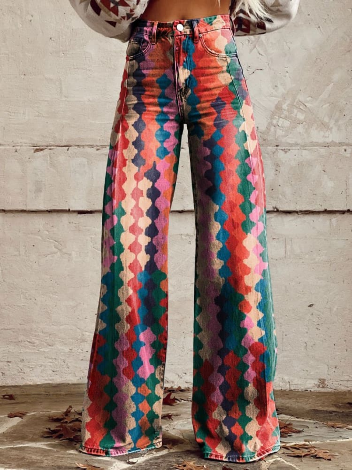 Agnes™ | Retro Rainbow Palazzo-byxor