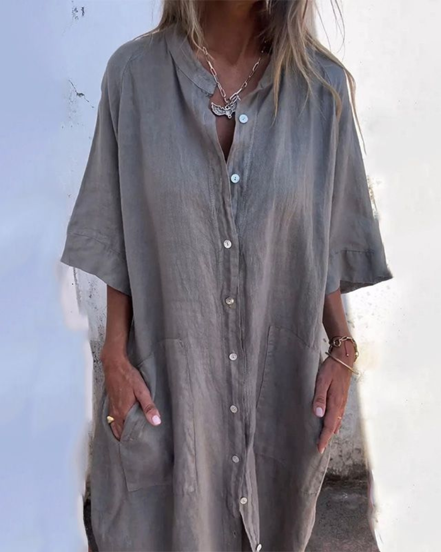 Nordiq™ | Ibiza-stil skjortklänning med avslappnad elegans 