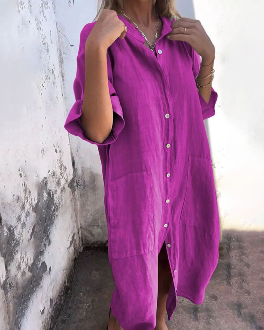 Nordiq™ | Ibiza-stil skjortklänning med avslappnad elegans 