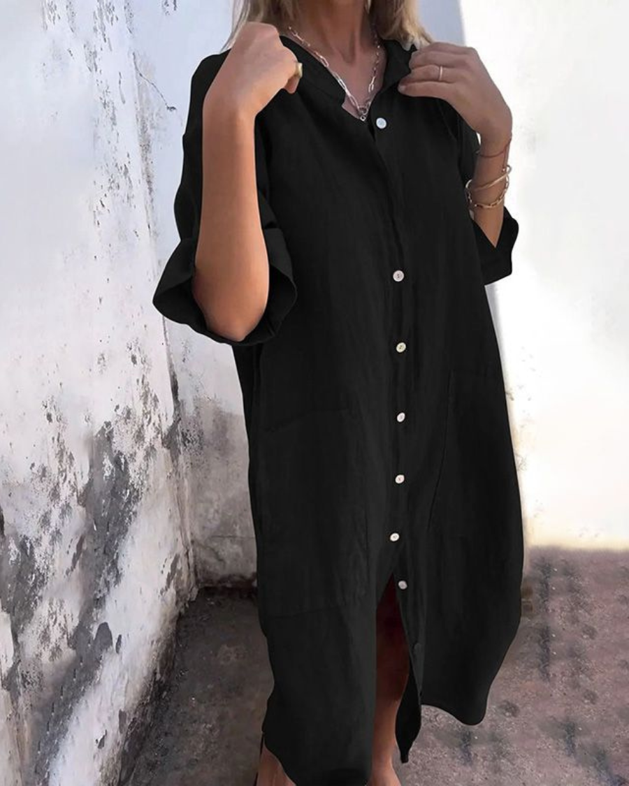Nordiq™ | Ibiza-stil skjortklänning med avslappnad elegans 