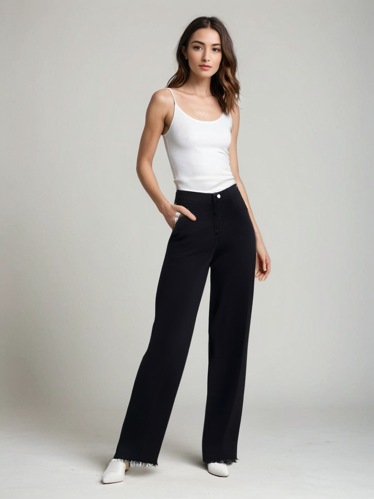 Nordiq™ | Eleganta Svart Jeans med Rå Finish