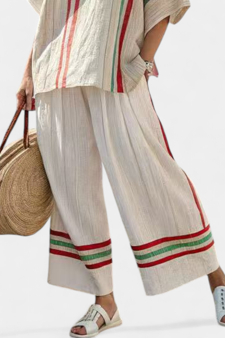 Completo Mediterraneo Daisy i bambulin med eleganta röda och gröna ränder