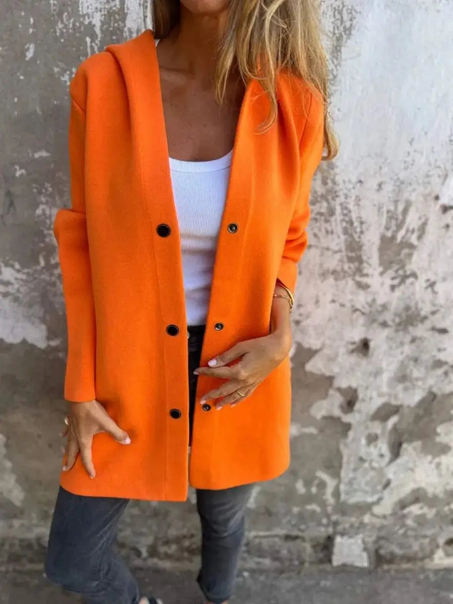 Nordiq™ | Ella – Ledig Jacka med Knappdetaljer och Huva