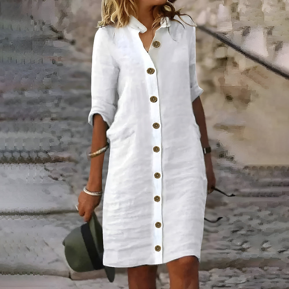 Nordiq™ | Casual Midi Skjortklänning 