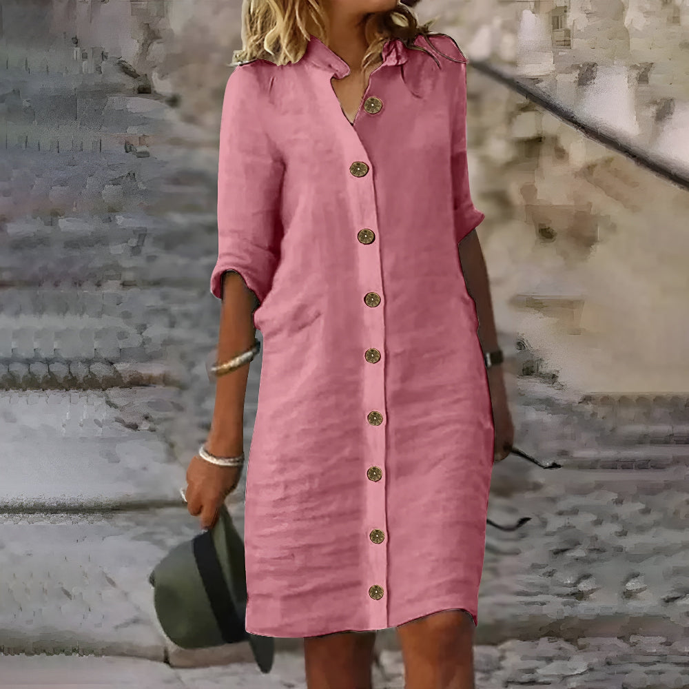 Nordiq™ | Casual Midi Skjortklänning 
