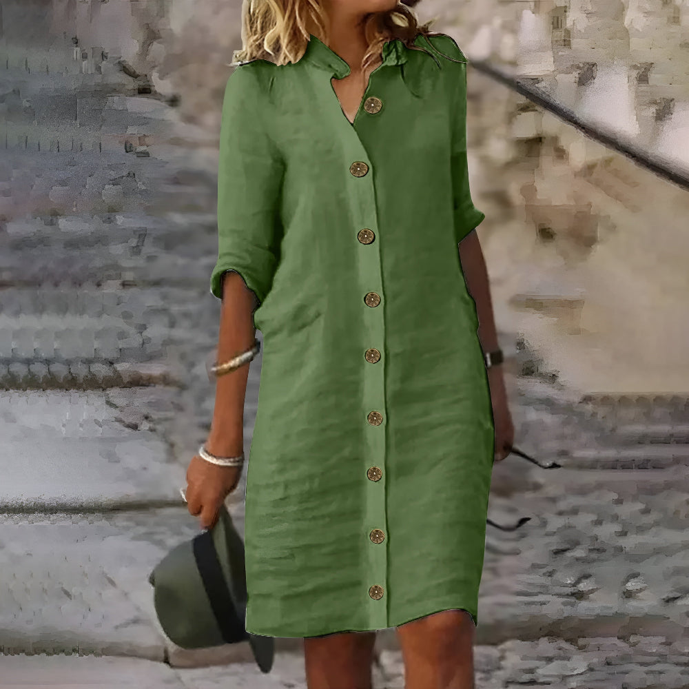 Nordiq™ | Casual Midi Skjortklänning 