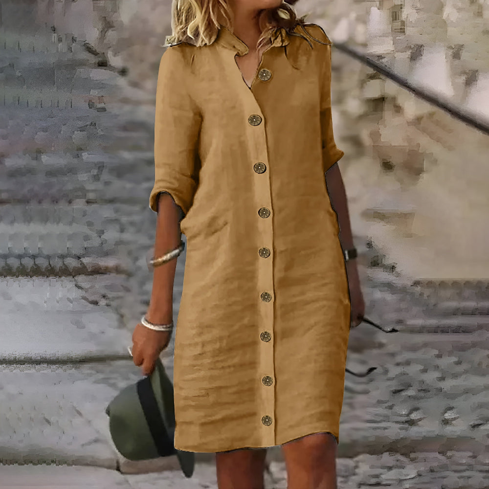 Nordiq™ | Casual Midi Skjortklänning 