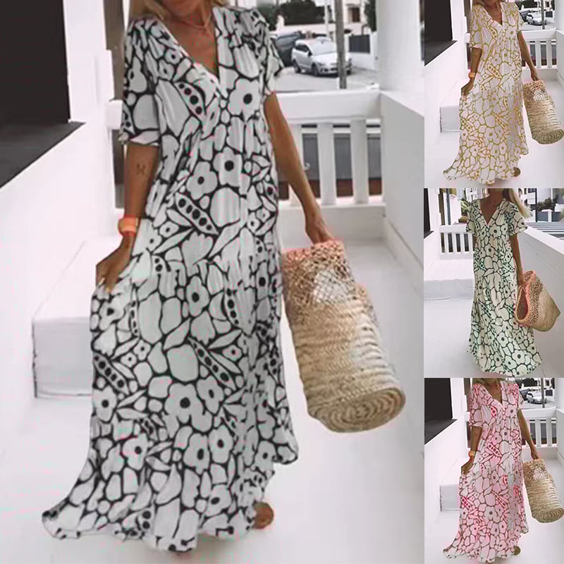 Nordiq™ | Ibiza-tyst klänning med bohemiska blommor