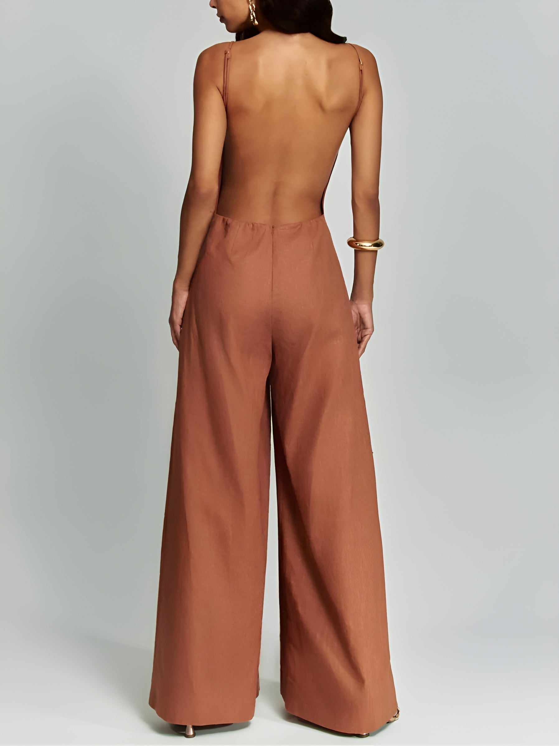 Helena™ | Brun halterneckjumpsuit
