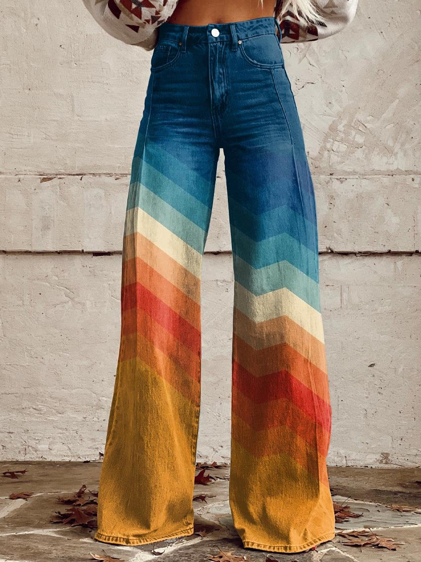 Jodie™ | Sunset Chevron byxor med vida ben