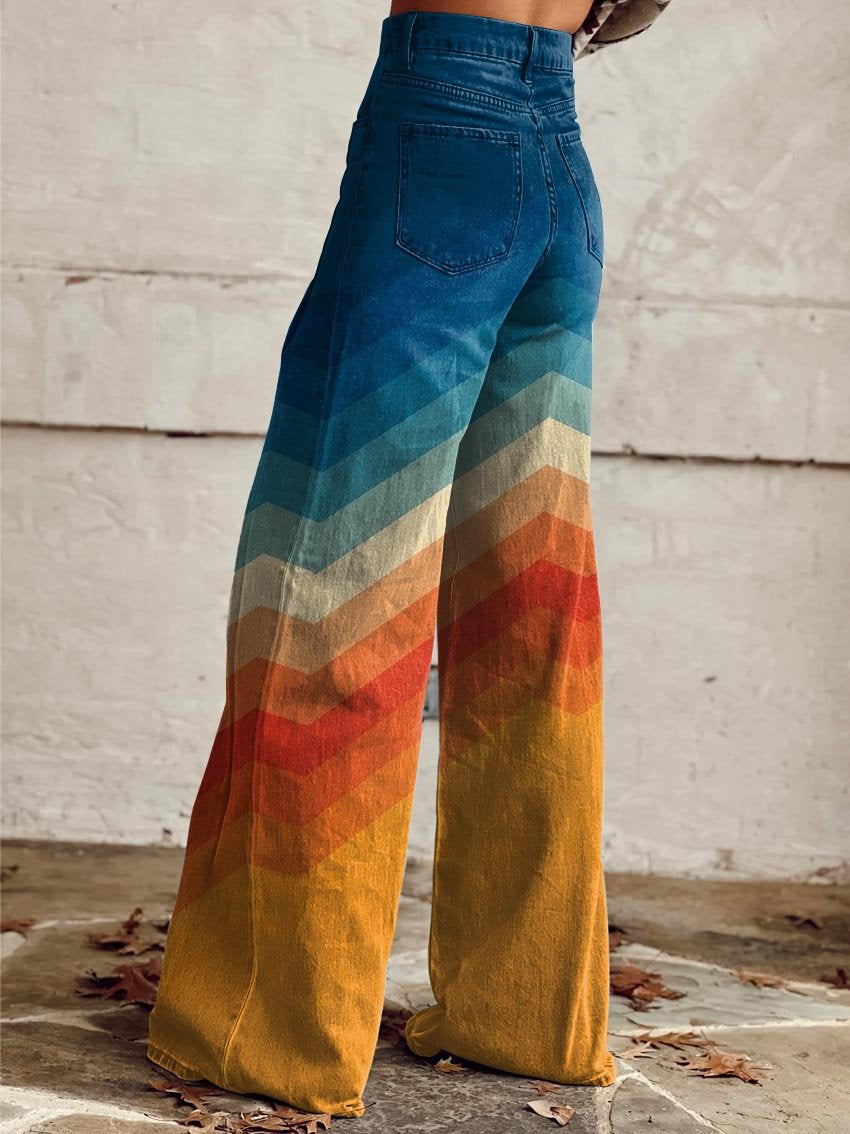 Jodie™ | Sunset Chevron byxor med vida ben